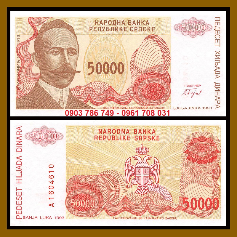 Tiền Sưu Tầm Bosnia And Herzegovina 50.000 Dinara 1993 UNC