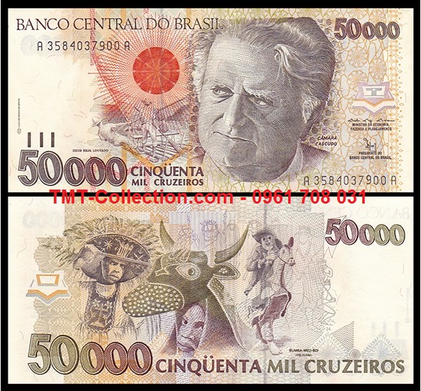 Brazil 50.000 Cruzeiros 1992 UNC