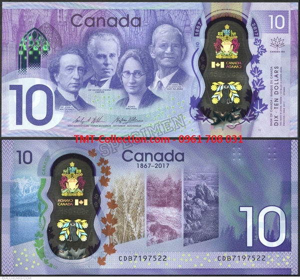 Canada 10 dollar 2017 polyme kỷ niệm UNC (tờ)