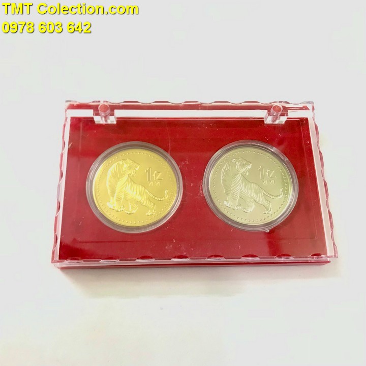 Cặp xu hình con cọp 1 Yi Trung Quốc Vàng Bạc - TMT Collection