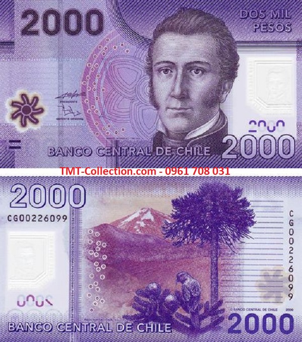 Chile 2000 Pesos 2010 UNC Polyme (tờ)