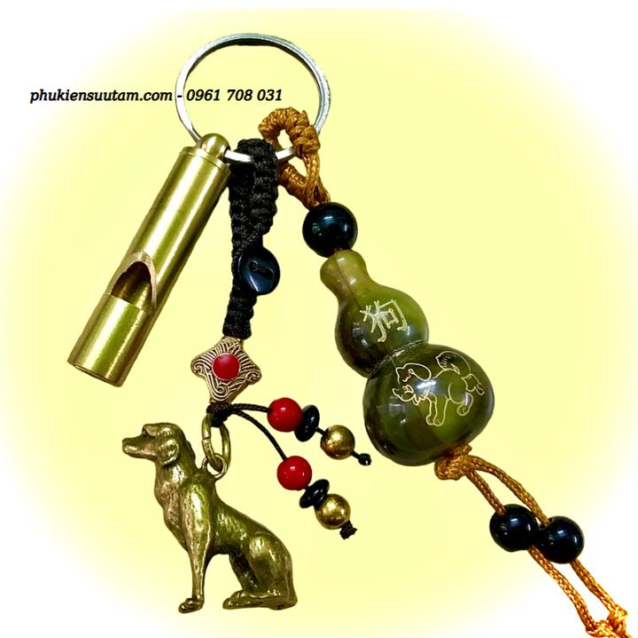 Móc Khoá Còi Đồng Hồ Lô Tượng Đồng Con Chó