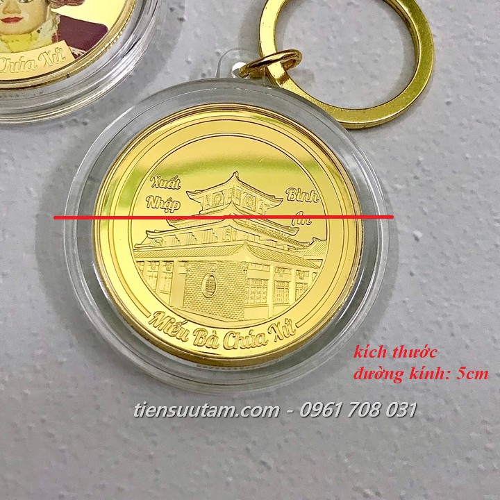 Móc Khoá Xu Lưu Niệm Bà Chúa Xứ Châu Đốc Mạ Vàng