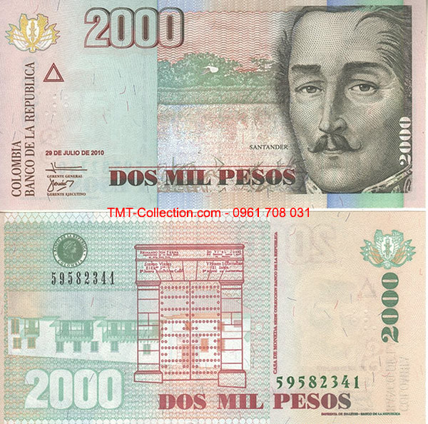 Colombia 2000 Pesos 2012 UNC (tờ)