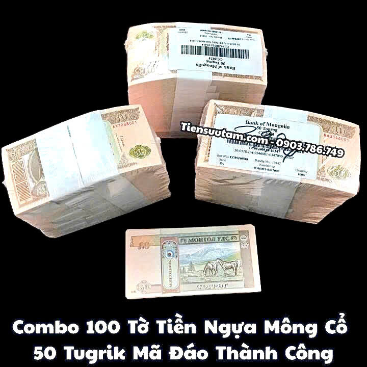 Combo 100 Tờ Tiền Ngựa Mông Cổ 50 Tugrik