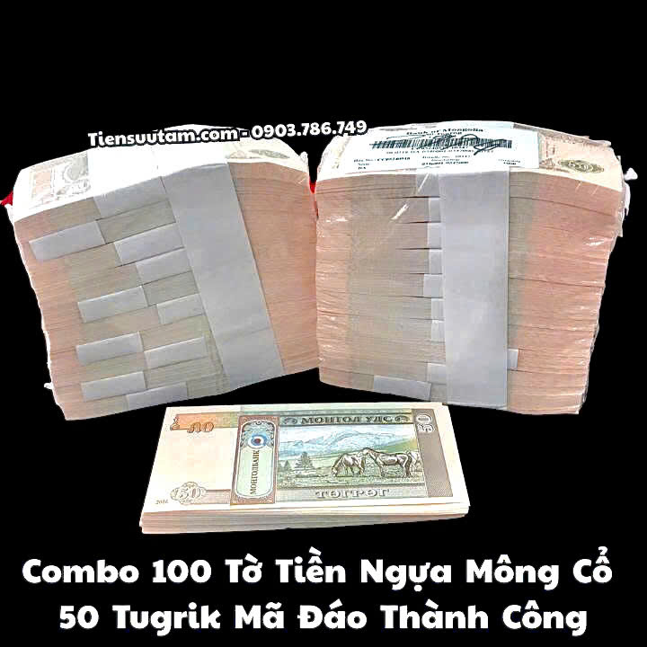 Combo 100 Tờ Tiền Ngựa Mông Cổ 50 Tugrik