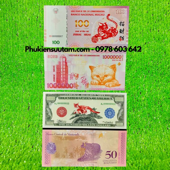 Combo 4 Tờ tiền lì xì hình con mèo 2023 - Phukiensuutam.com