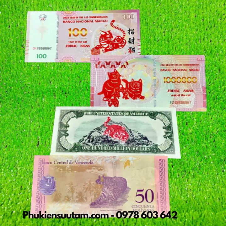 Combo 4 Tờ tiền lì xì hình con mèo 2023 - Phukiensuutam.com