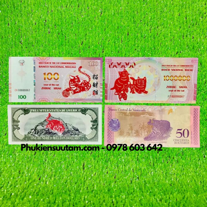 Combo 4 Tờ tiền lì xì hình con mèo 2023 - Phukiensuutam.com