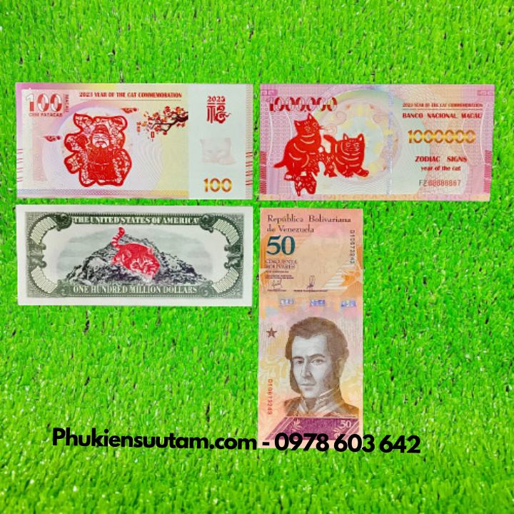 Combo 4 Tờ tiền lì xì hình con mèo 2023 - Phukiensuutam.com