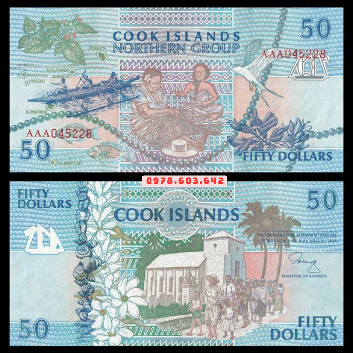 Cook Islands 50 Dollars 1992 UNC - Phukiensuutam.com