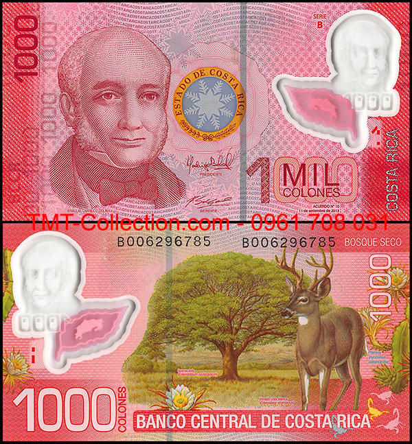 Costa Rica 1000 Mil Colones 2013 UNC Polyme (tờ)