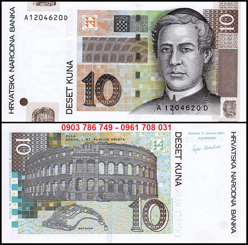 Tiền Sưu Tầm Croatia 10 Kuna 2001-2012 UNC