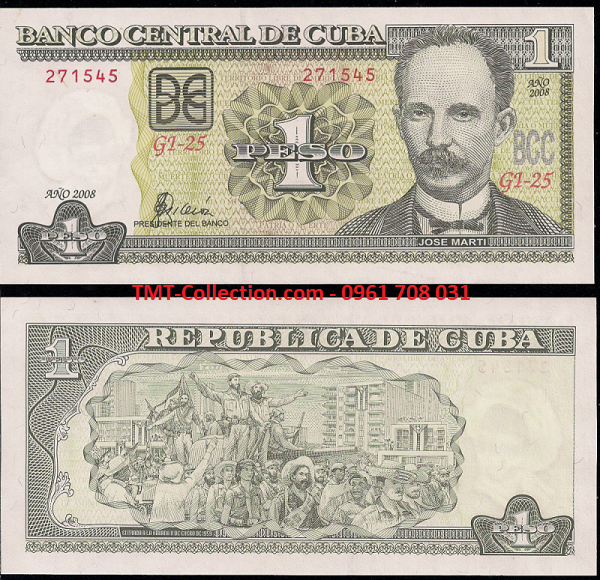 Cuba 1 Pesos 2008 UNC (tờ)