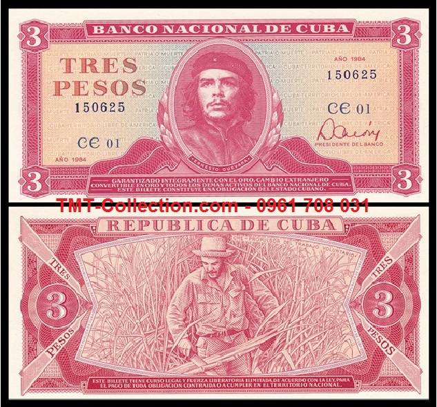 Cuba 3 Pesos 1984 UNC