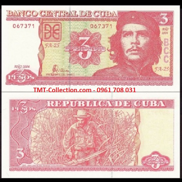 Cuba 3 Pesos 2004 UNC (tờ)
