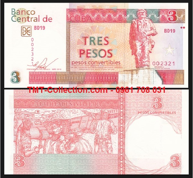 Cuba 3 Pesos 2016 UNC