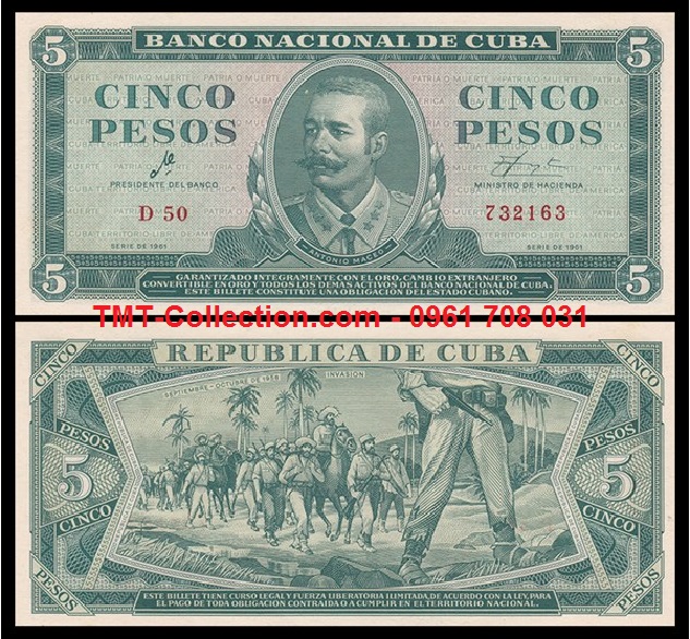 Cuba 5 Pesos 1961 UNC