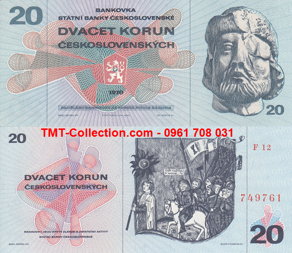 CZECHOSLOVAKIA - Tiệp Khắc 20 Korun 1970 UNC