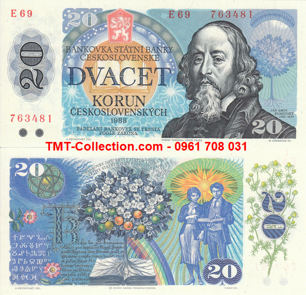 CZECHOSLOVAKIA - Tiệp Khắc 20 Korun 1988 UNC