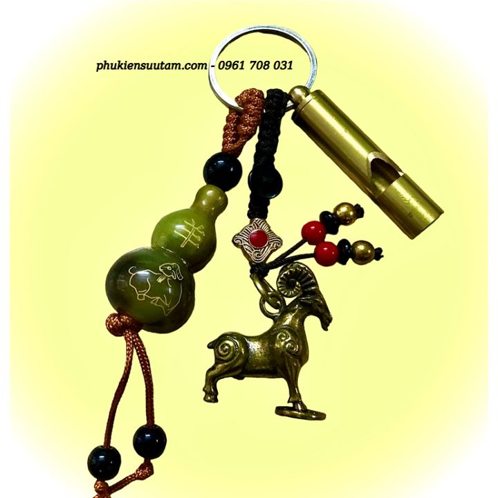 Móc Khoá Còi Đồng Hồ Lô Tượng Đồng Con Dê