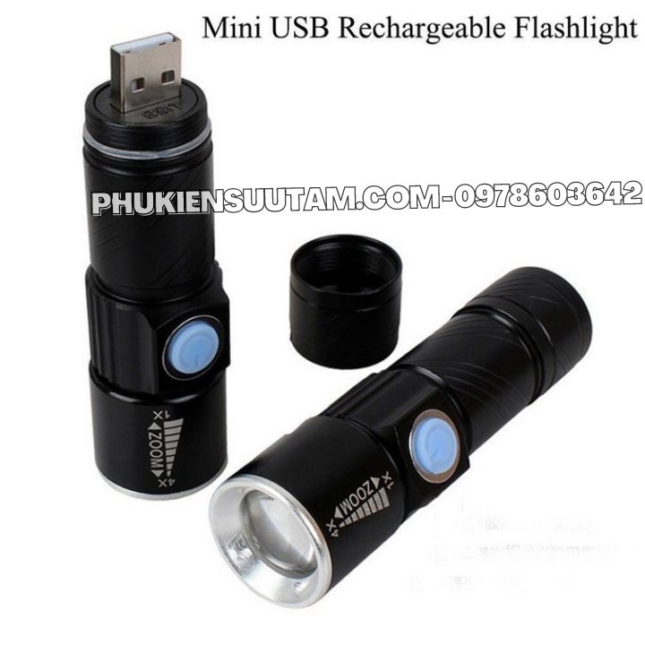 Đèn Pin Siêu Sáng Sạc USB Zoom 4x - Phukiensuutam.com