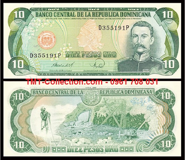 Dominican 10 Pesos 1988 UNC