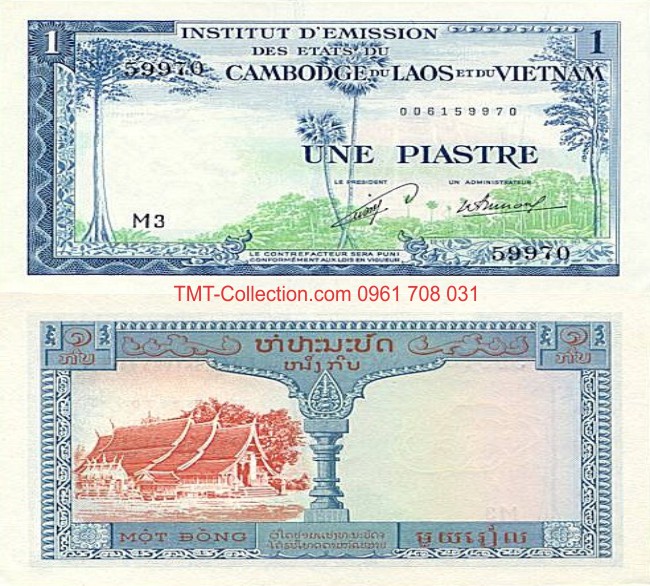 Tiền Việt Nam 1 đồng Piastre 1954 Laos