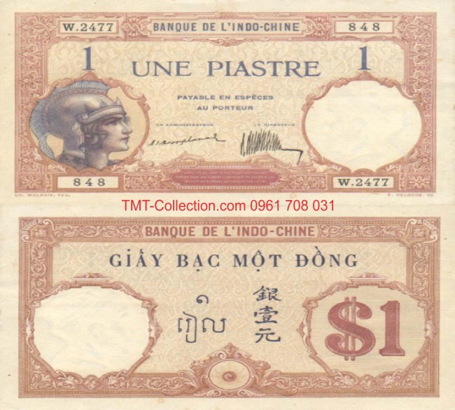 1 Piastre 1921 Mũ Sắt