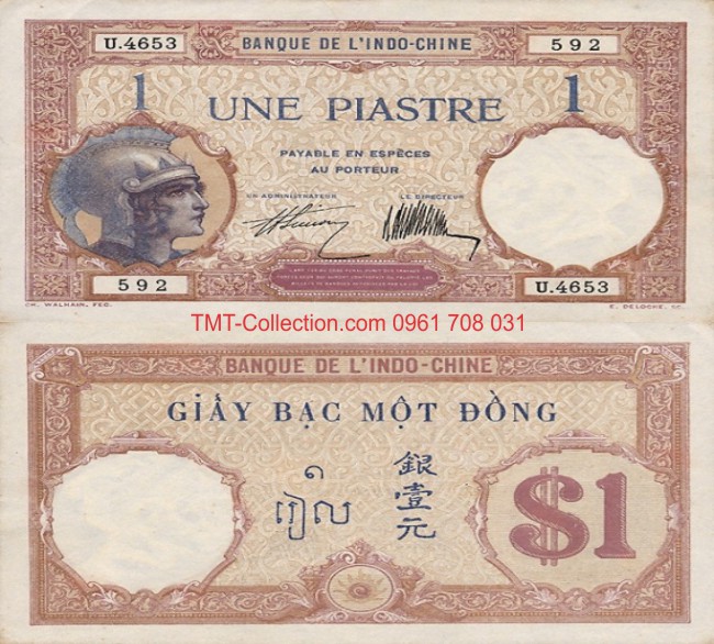 1 Piastre 1927 Mũ Sắt