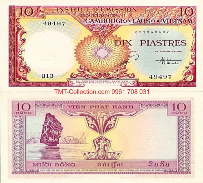 Tiền Việt Nam 10 đồng piastre 1953 Việt Nam