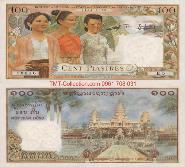 Tiền Việt Nam 100 đồng Piastre 1954 Campuchia