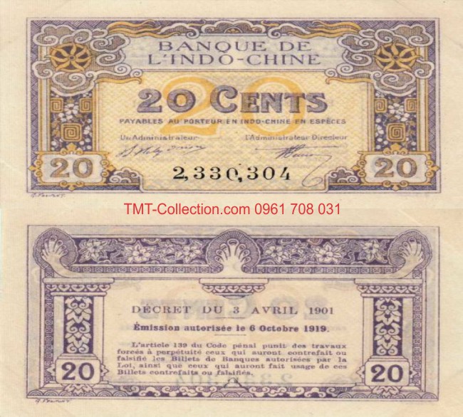 20 Cents 1919 Thành Thái