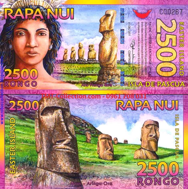 Easter Island - Đảo Phục Sinh 2500 rongo 2011 UNC polyme (tờ)