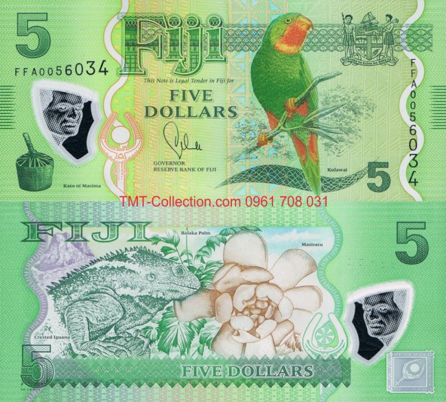 Fiji 5 Dollar 2013 UNC Polymer