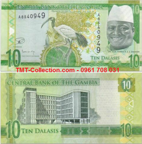 Gambia 10 Dalasis 2015 UNC (tờ)