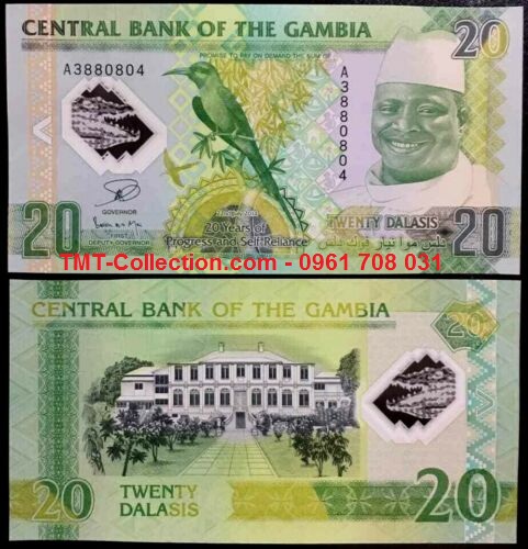 Gambia 20 Dalasis 2014 UNC Polymer kỷ niệm (tờ)