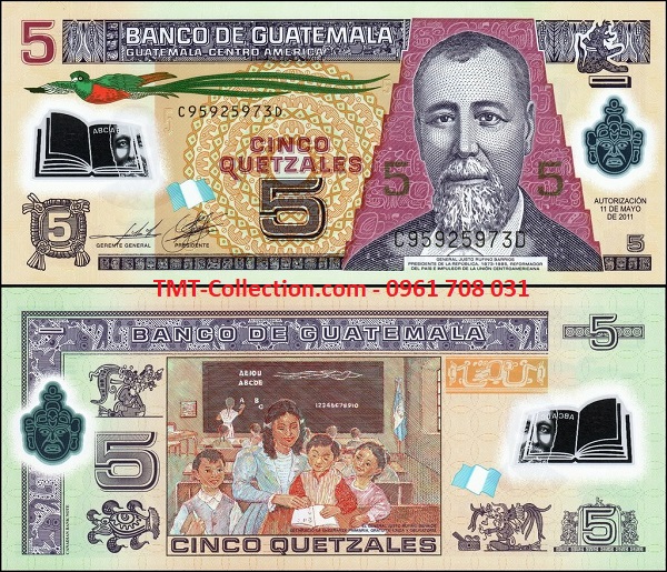 Guatemala 5 Quetzales 2011 UNC Polymer (tờ)