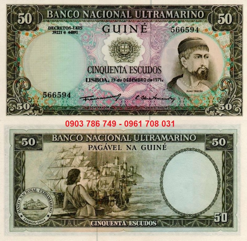 Tiền Sưu Tầm Guinea Bồ Đào Nha 50 Escudos 1971
