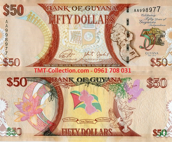 Guyana 50 Dollar 2016 UNC (tờ)