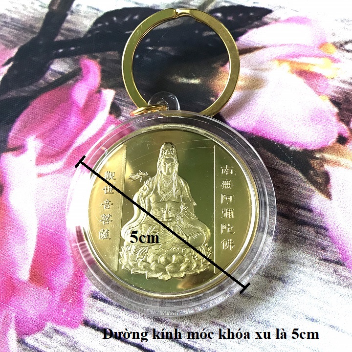 Móc khóa Xu Quan Âm Mạ Vàng Cá Chép - TMT Collection.com