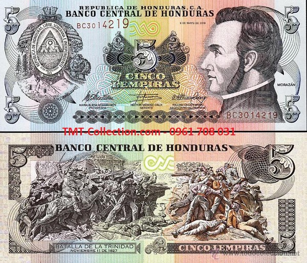 Honduras 5 Lempira 2008 UNC (tờ)