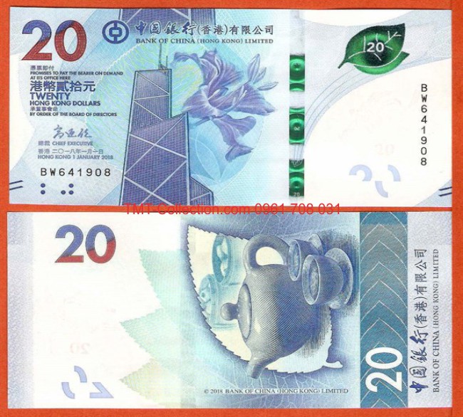 Hong Kong 20 Dollars 2018 UNC BOC