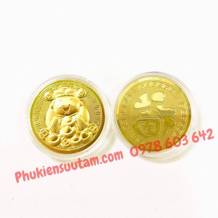 Hộp Đồng Xu Thần Tài CUTE mạ vàng túi Phúc - Phukiensuutam.com