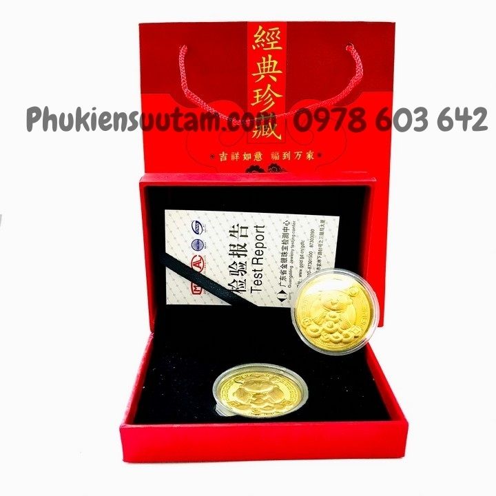 Hộp Đồng Xu Thần Tài CUTE mạ vàng túi Phúc - Phukiensuutam.com