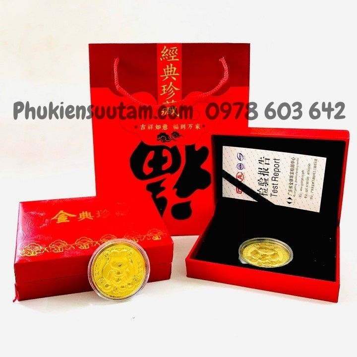 Hộp Đồng Xu Thần Tài CUTE mạ vàng túi Phúc - Phukiensuutam.com