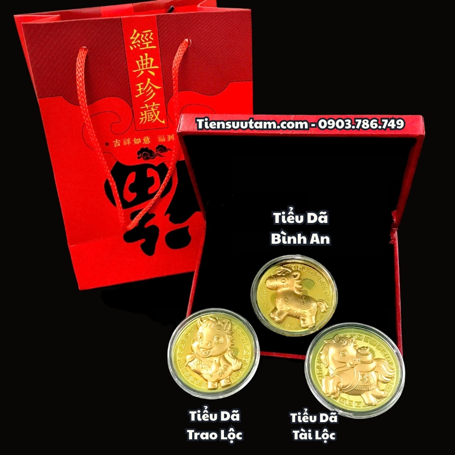 Hộp Miếng Xu Hình Con Ngựa Cute Mạ Vàng Túi Phúc