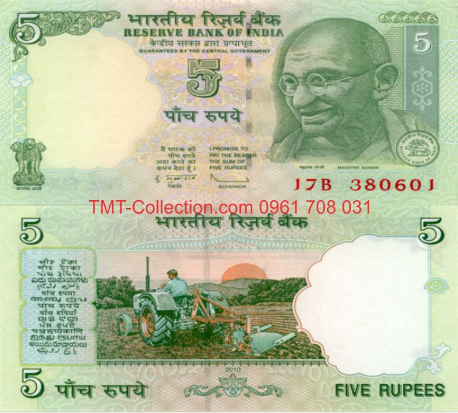 India - Ấn Độ 5 Rupee 2010 UNC