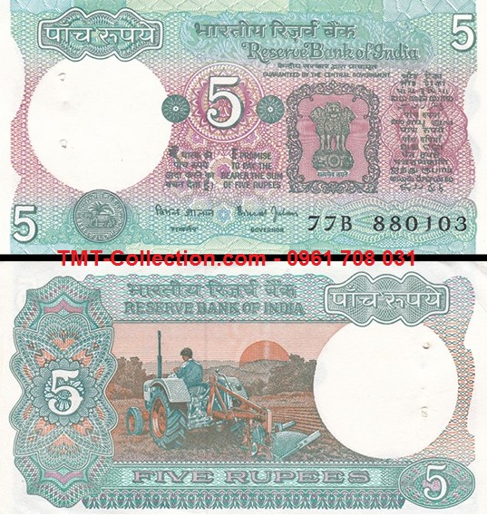 India - Ấn Độ 5 Rupee 1975 UNC