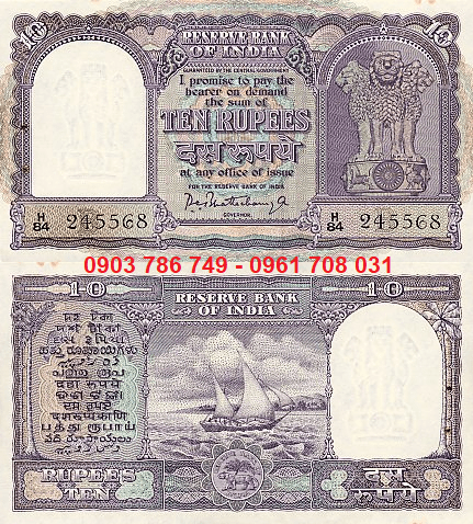 Tiền sưu tầm India 10 Rupees 1962-1970 UNC